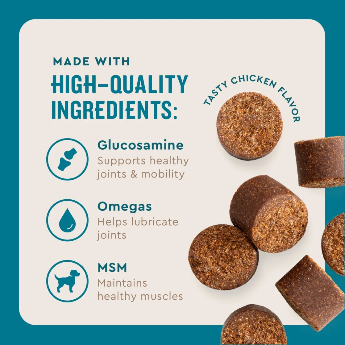 (3 Pack)  Hip & Joint Supplement for Dogs, Chicken Flavored Soft Chews, 7.4 Oz, 60 Count